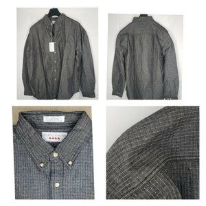 Crystal Spring 5 Star Men %100 Cotton Long Sleeve Button Up Charcoal Grey Shirt